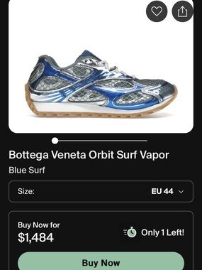 Bottega Veneta Metallic Blue and Silver Men's Sneakers